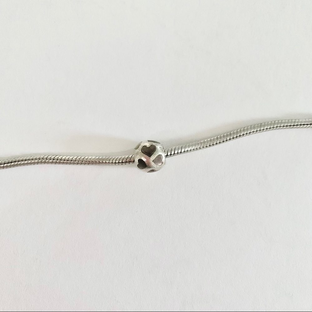 PANDORA | HEART MOTHER OF PEARL HEART BALL CHARM RARE DISCONTINUED BEAD